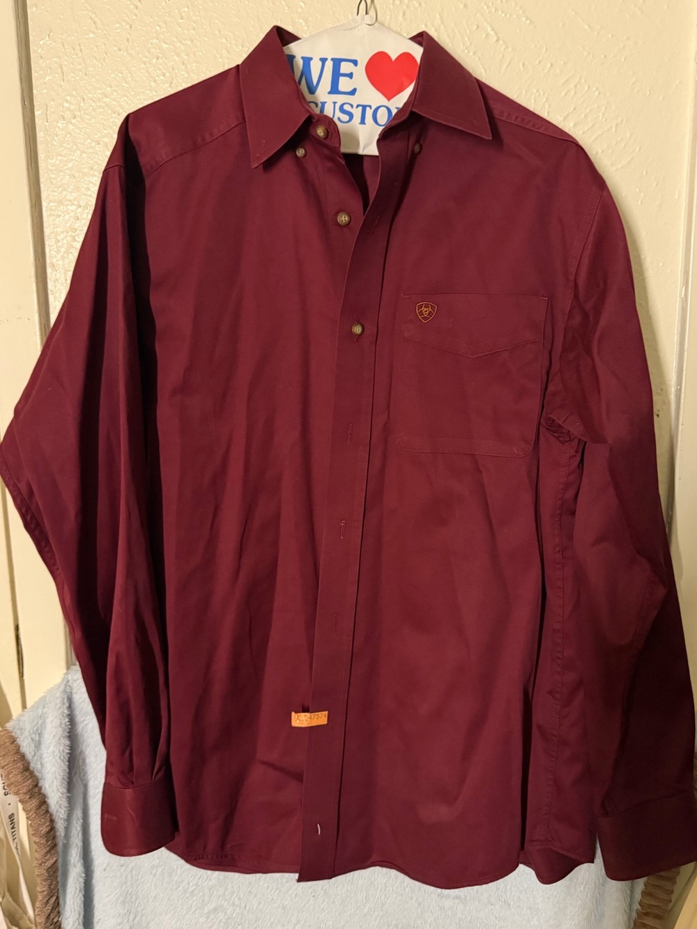 Ariat Men's Burgundy Button-Up Dress Shirt